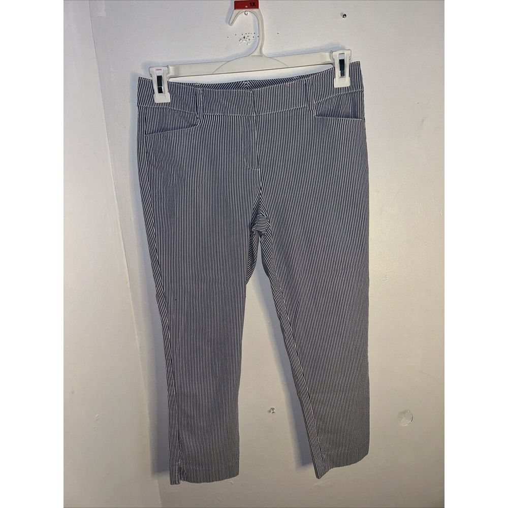 7th Avenue Design Studio New York‎ & Co Slim Women's Blue & White Dress Pants 6